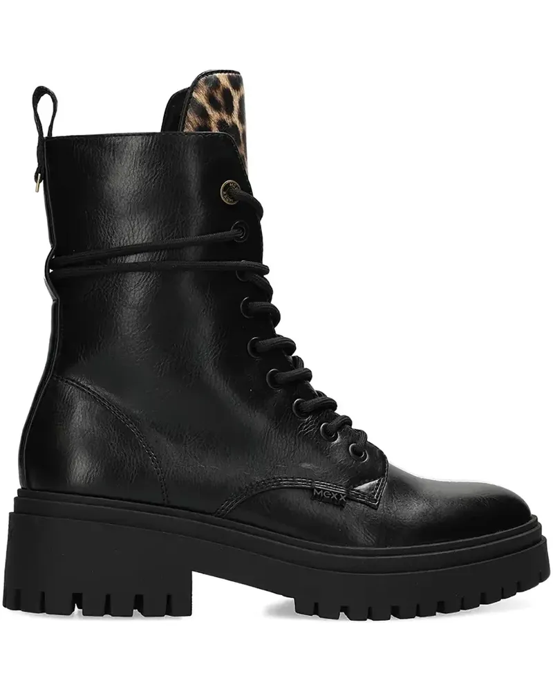 Mexx leopard panel lace-up boots - Schwarz Schwarz