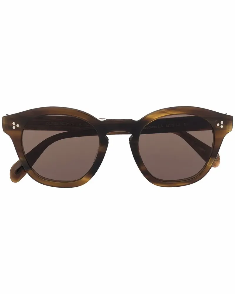 Oliver Peoples Eckige Sonnenbrille in Schildpattoptik - Braun Braun