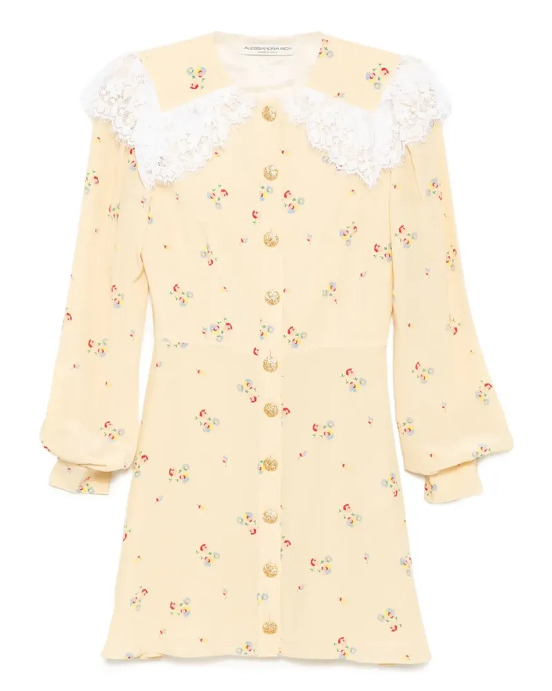 Alessandra Rich Kleid mit Blumen-Print - Gelb Gelb