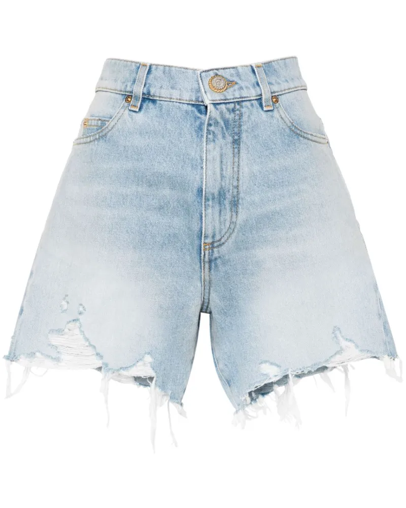 Balmain Jeans-Shorts mit hohem Bund Blau