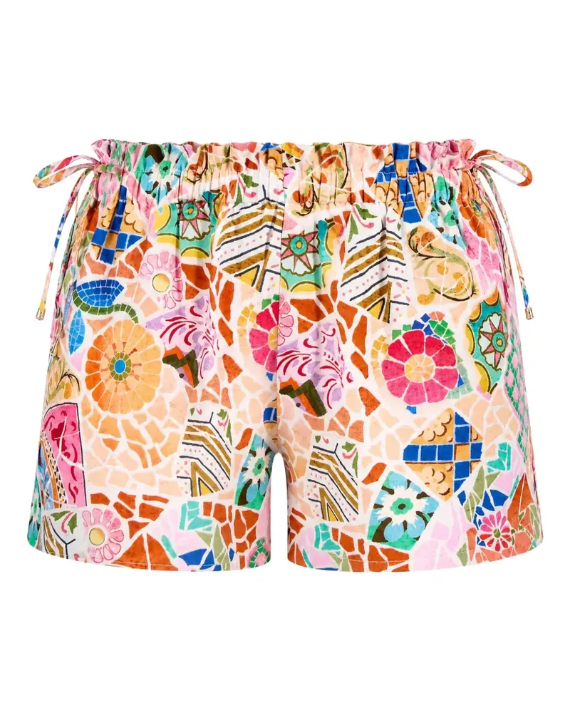 Seafolly Australia mosaic-print drawstring mini shorts - Rosa Rosa
