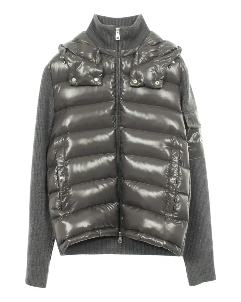 Moncler 2010s Daunenjacke mit gestricktem Einsatz - Grau Grau