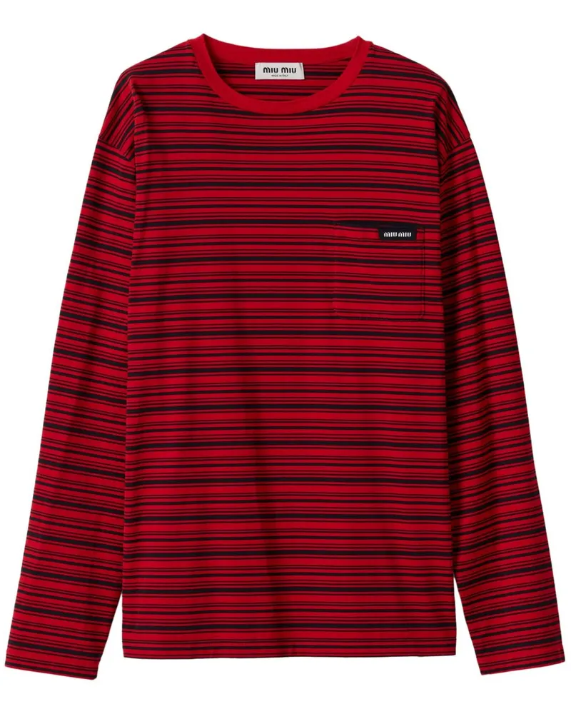 Miu Miu T-Shirt aus Baumwolljersey - Rot Rot