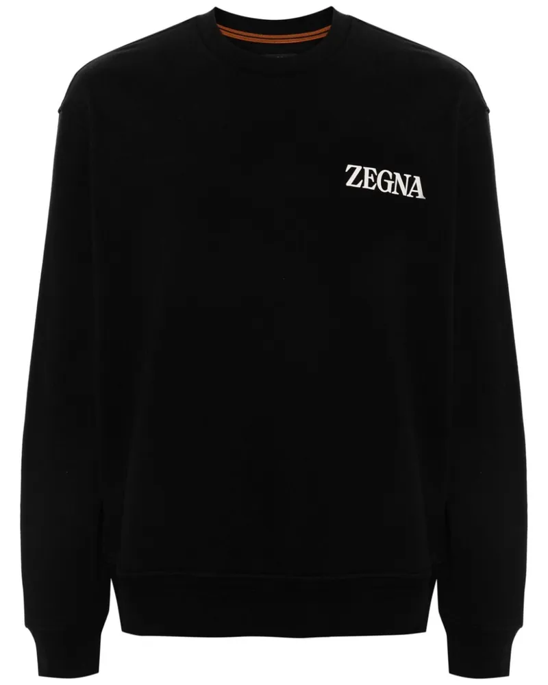 Ermenegildo Zegna Sweatshirt mit Logo-Applikation Schwarz