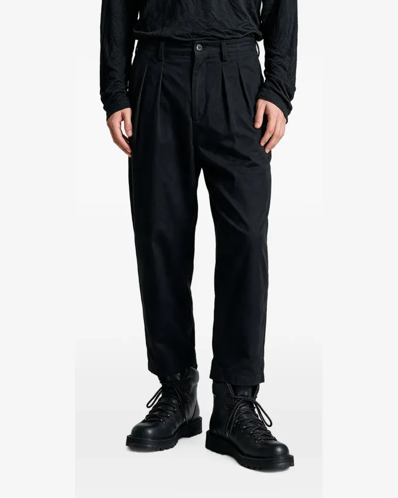 Yohji Yamamoto Cropped-Hose mit Falten - Schwarz Schwarz