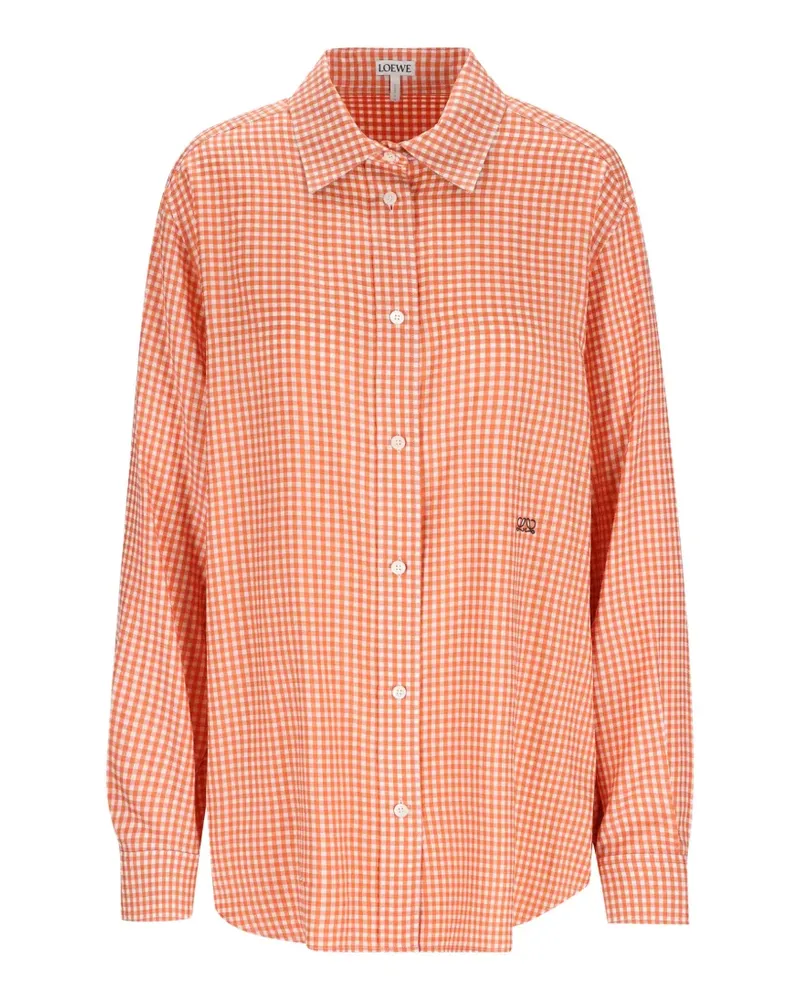 Loewe Kariertes Hemd mit Anagramm-Stickerei - Orange Orange
