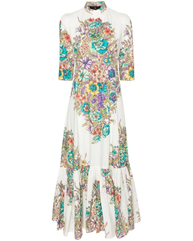 Etro Maxikleid mit Blumen-Print Weiß