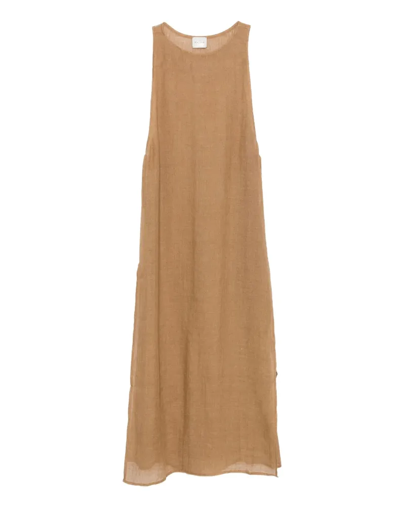 Le Kasha 1918 Jarajus Maxikleid aus Leinen mit Seitenschlitz - Nude Nude