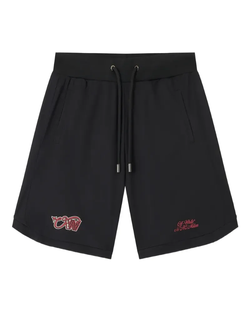 OFF-WHITE x AC Milan logo-print shorts - Schwarz Schwarz