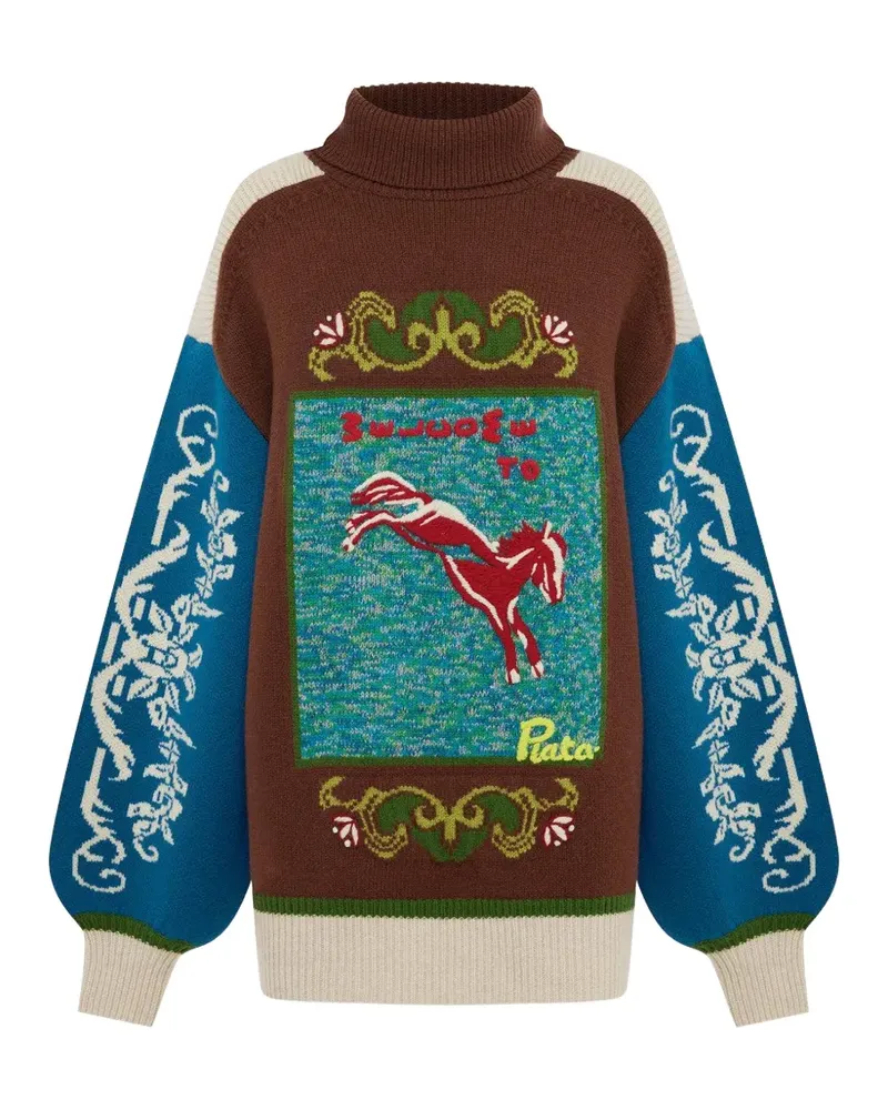 ALEMAIS lasso patchwork knit sweater - Braun Braun
