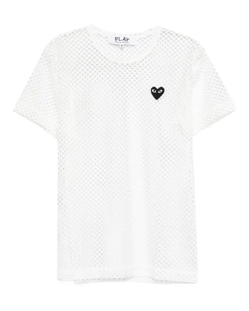Comme des Garçons T-Shirt aus Mesh mit Logo-Patch - Weiß Weiß