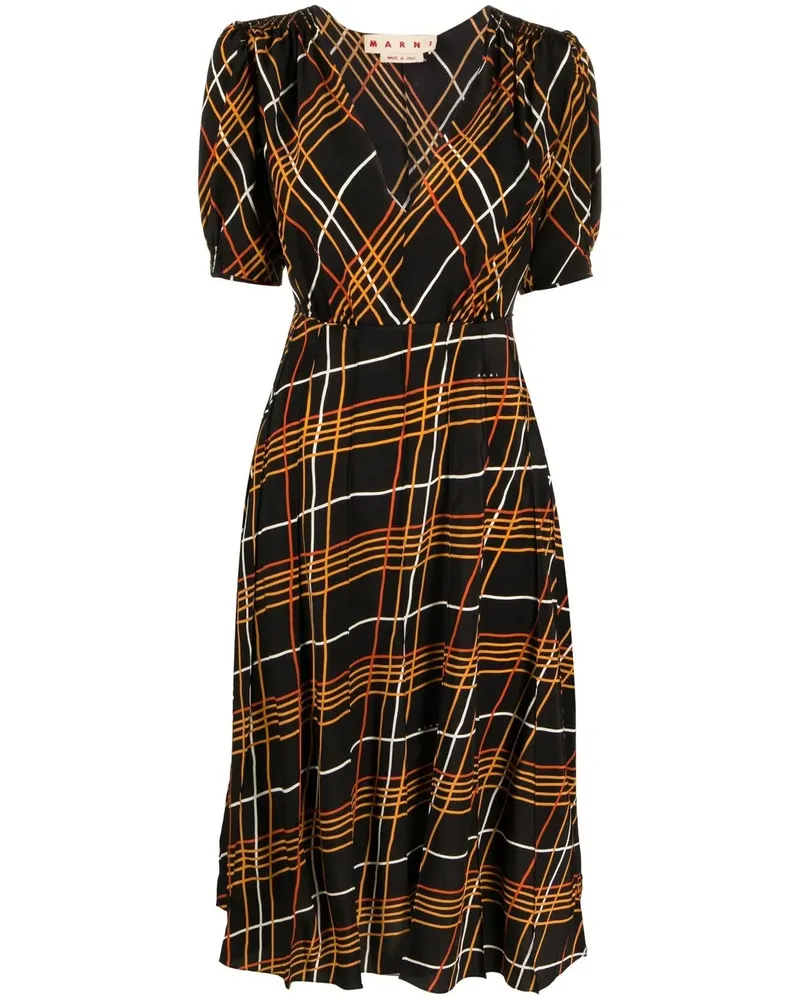Marni Gestreiftes Midikleid - Schwarz Schwarz