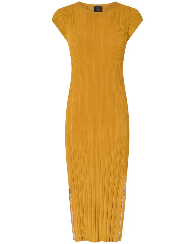 Pinko Geripptes Midikleid - Gelb Gelb