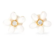 floral-motif crystal-embellished earrings