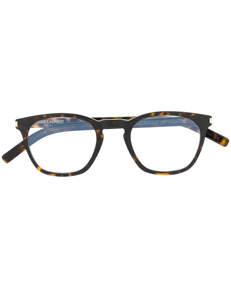 Saint Laurent Brille mit eckigem Gestell - Braun Braun