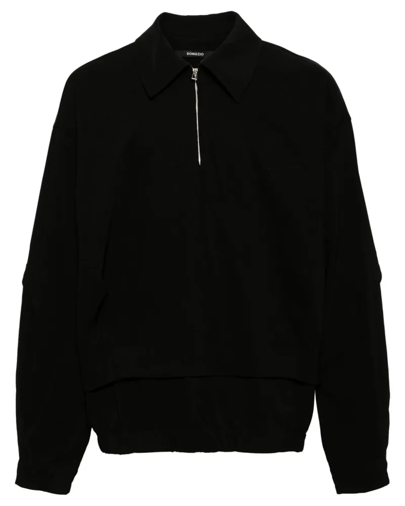 SONGZIO Underart Poloshirt im Layering-Look - Schwarz Schwarz