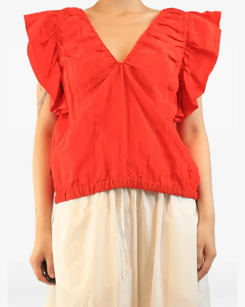 Victoria Beckham Top mit Rüschen - Rot Rot