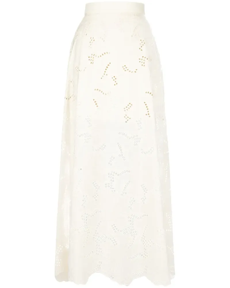 Elie Saab Bestickter Maxirock - Weiß Weiß