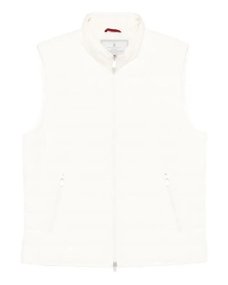 Brunello Cucinelli zip-pocket gilet - Weiß Weiß