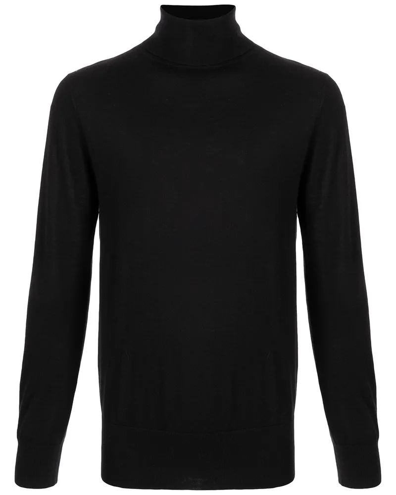 N.Peal Fein gestrickter Rollkragenpullover - Schwarz Schwarz