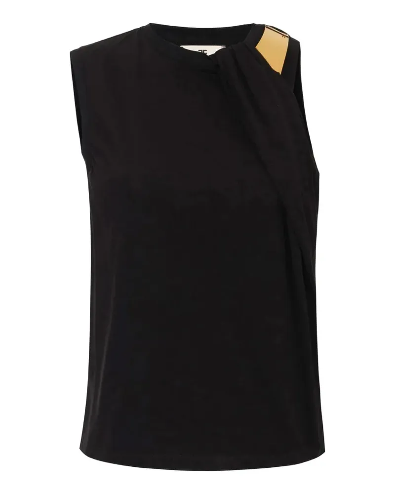 Elisabetta Franchi T-Shirt aus Jersey mit Schmuckdetail - Schwarz Schwarz