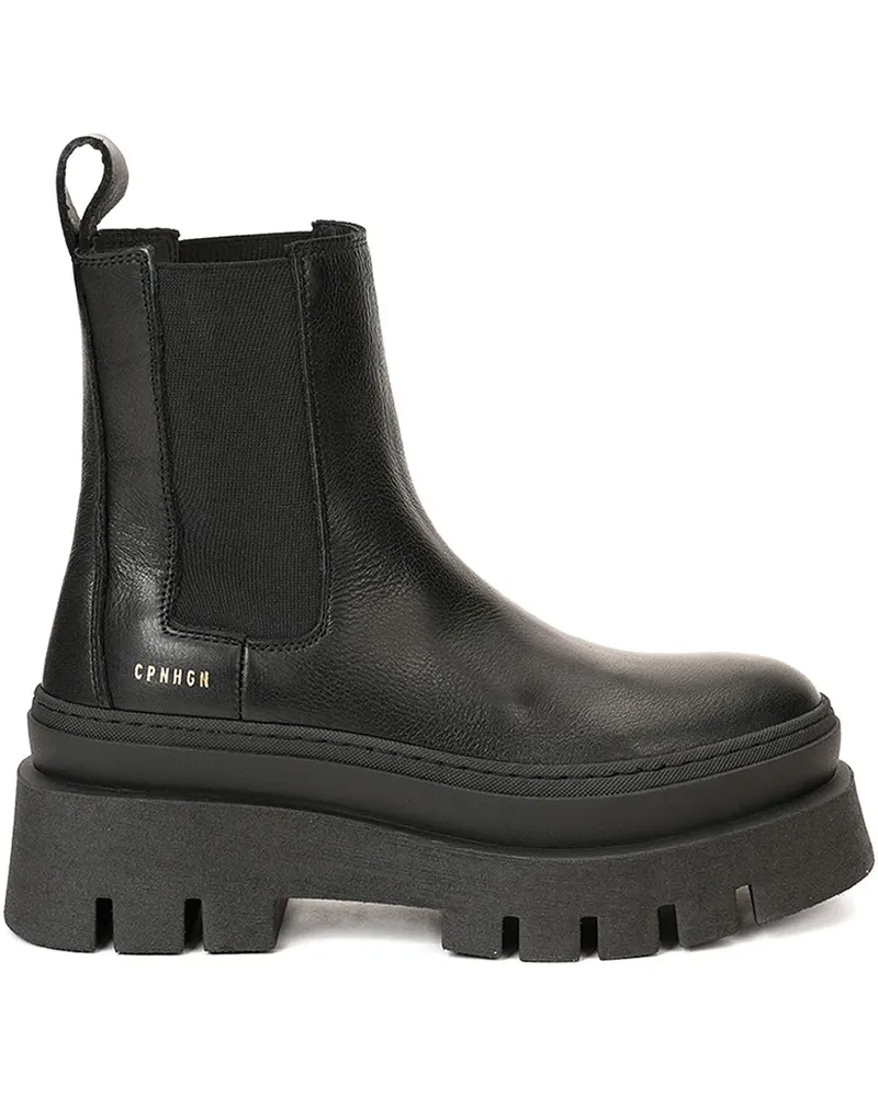 Copenhagen Stiefeletten mit Profilsohle - Schwarz Schwarz