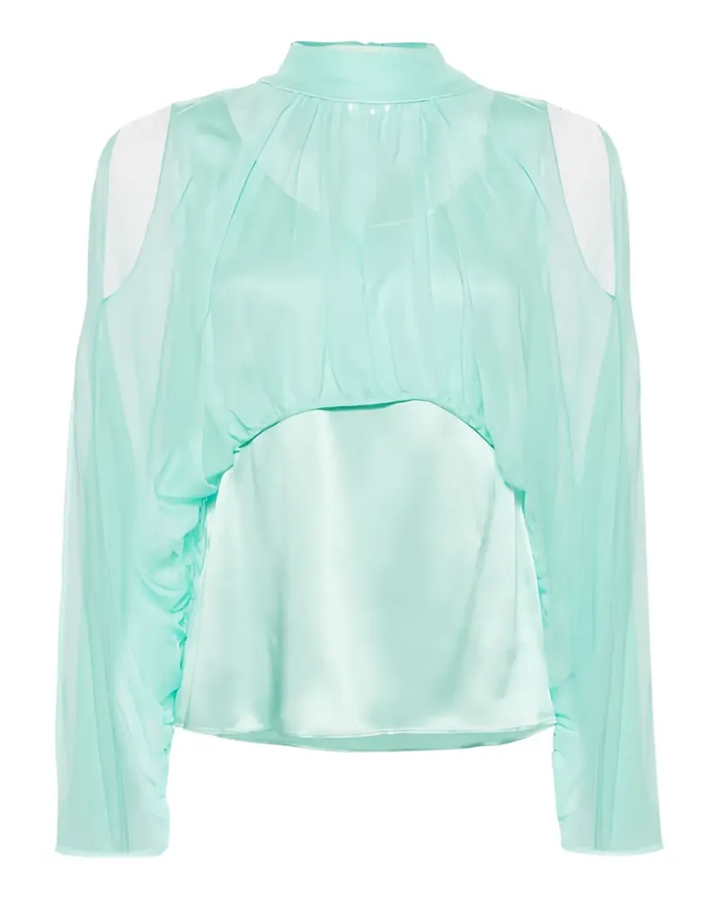 Alberta Ferretti Schulterfreie Bluse mit Stehkragen - Blau Blau