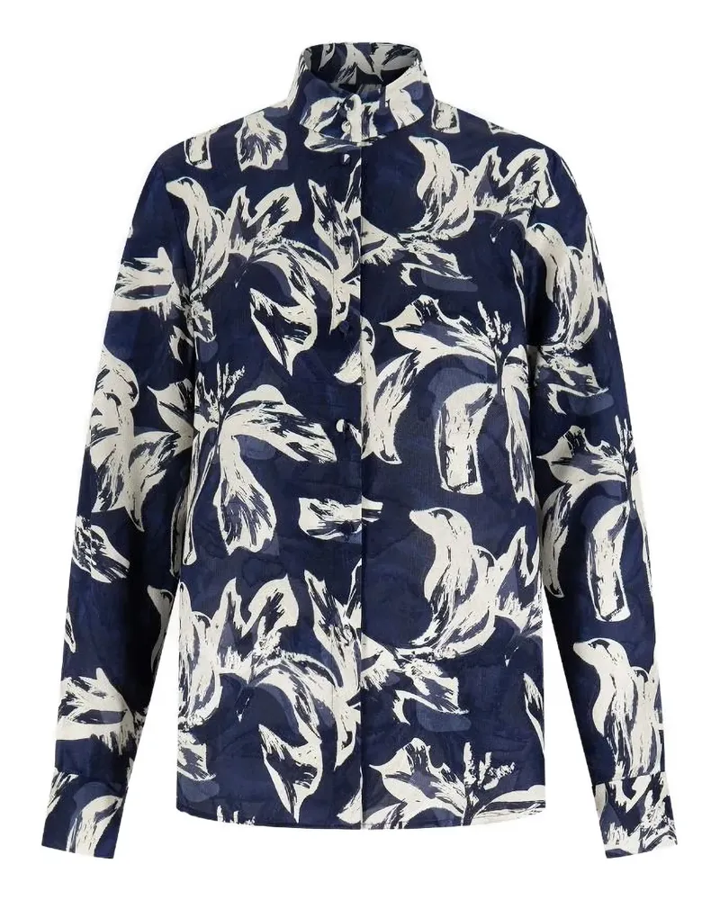 Shanghai Tang Hemd mit Blumen-Print - Blau Blau