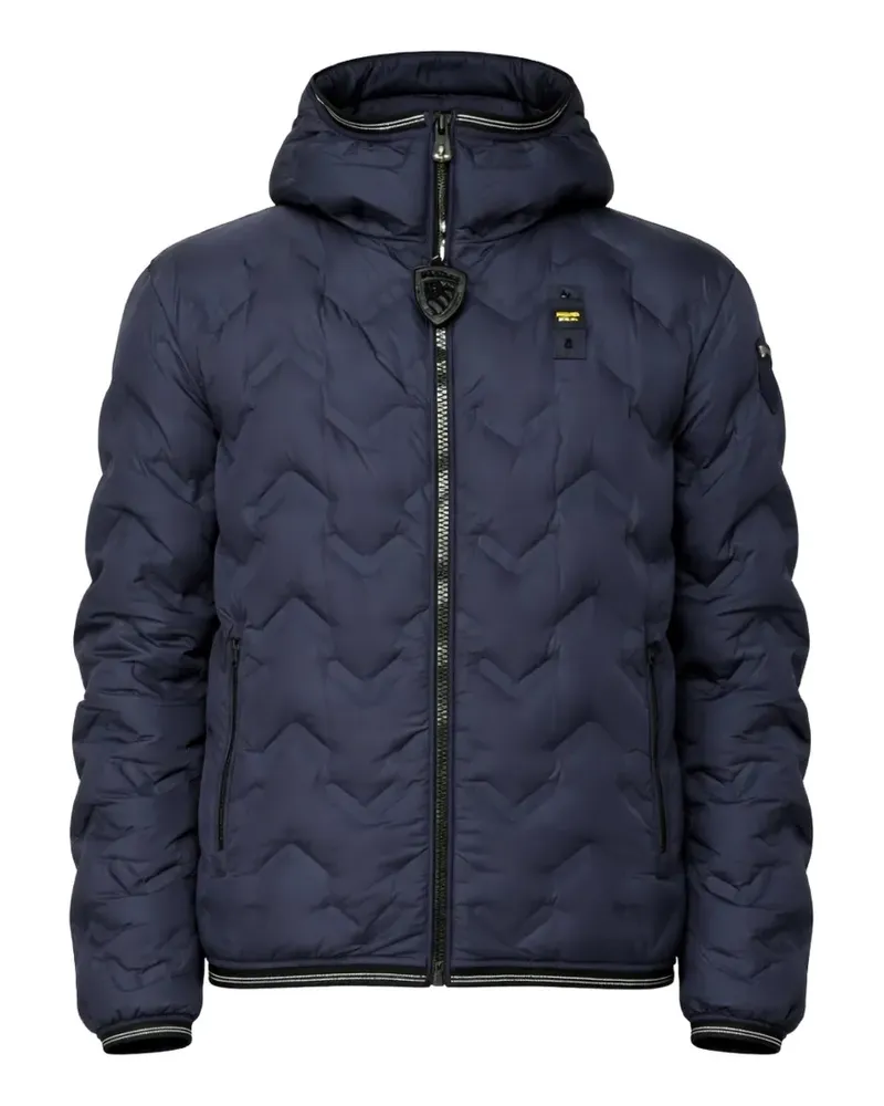 Blauer Gesteppte Kapuzenjacke Blau