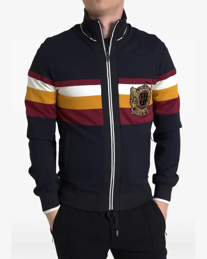 Dolce & Gabbana Gestreifter Pullover mit Wappenstickerei - Blau Blau