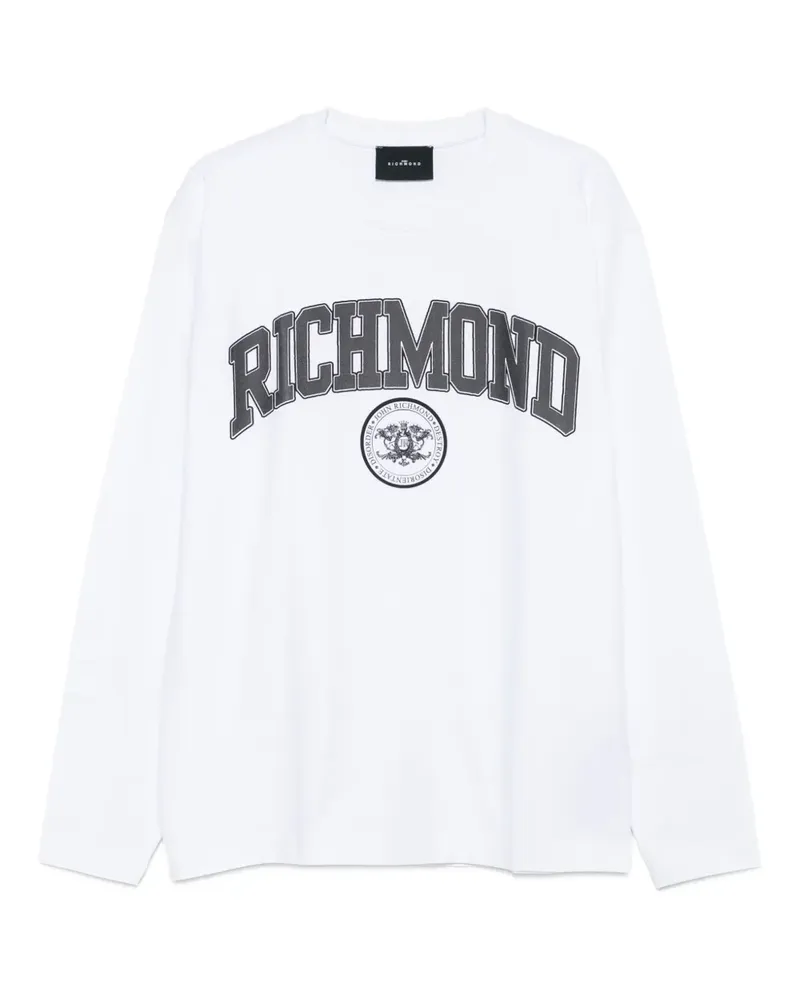 John Richmond Langarmshirt mit Logo-Print - Weiß Weiß