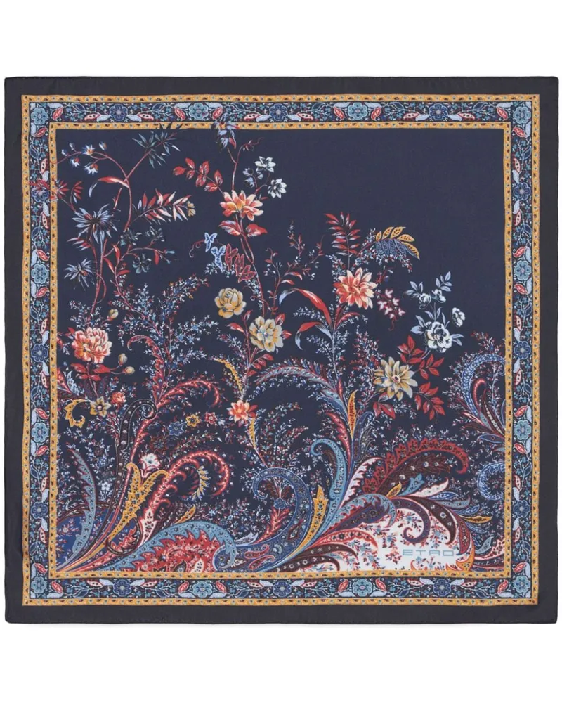 Etro Seidenschal mit Paisley-Print Blau