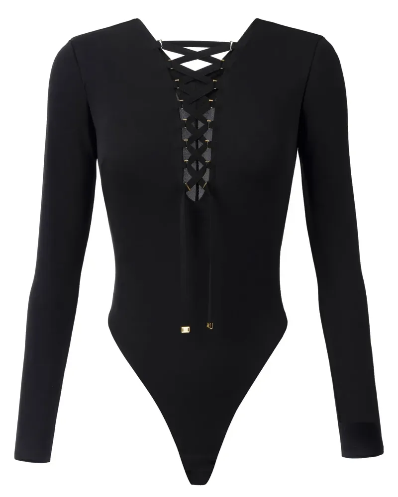 Elisabetta Franchi Body mit Schnürung - Schwarz Schwarz