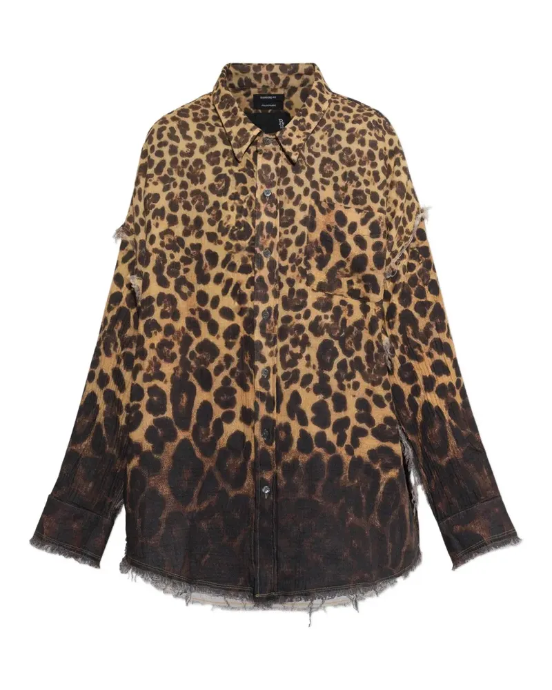 R13 Ausgefranstes Hemd mit Leopardenprint - Braun Braun