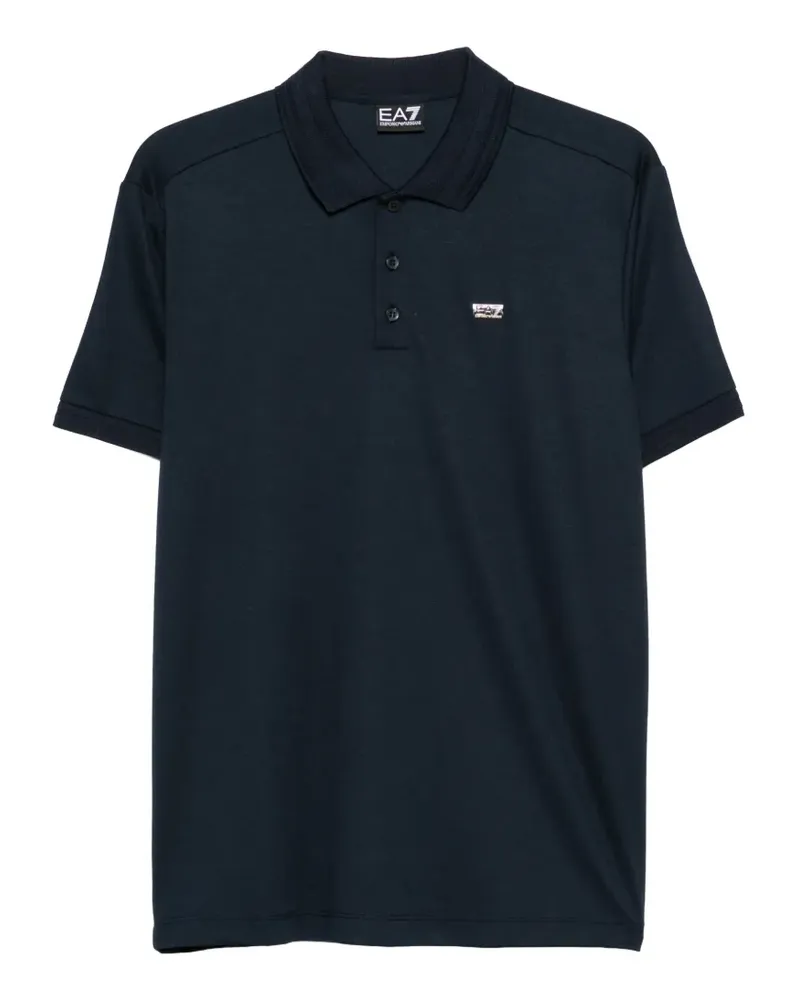 EA7 Poloshirt mit Logo-Schild - Blau Blau
