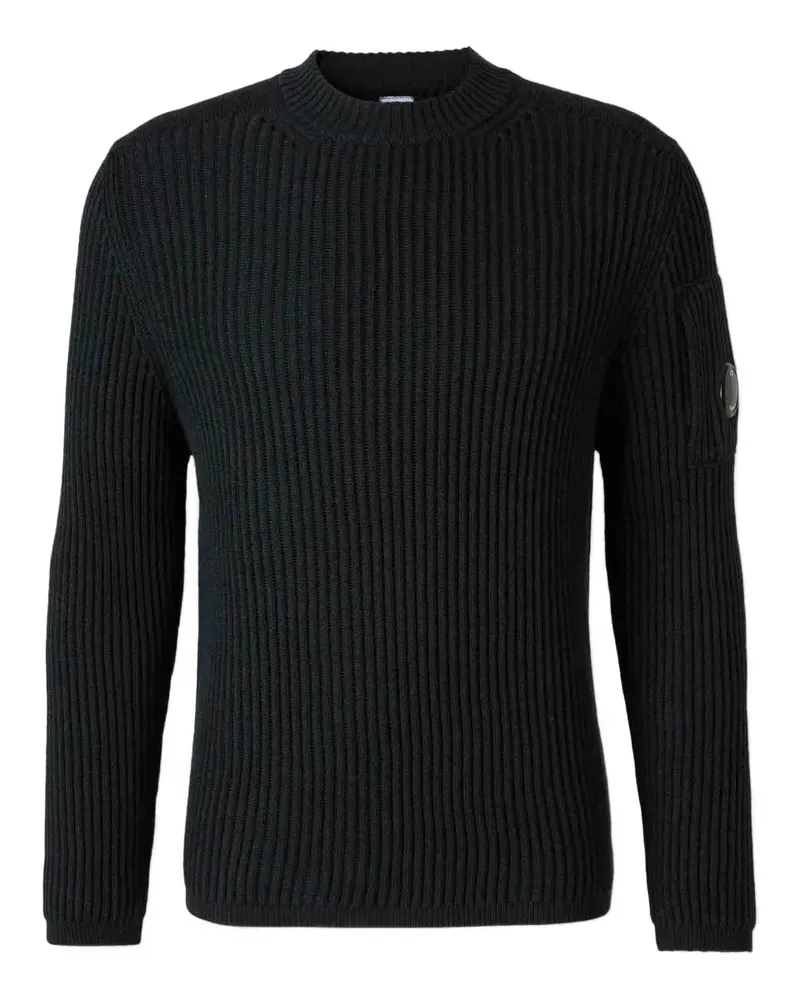 C.P. Company Gerippter Pullover mit rundem Ausschnitt - Schwarz Schwarz