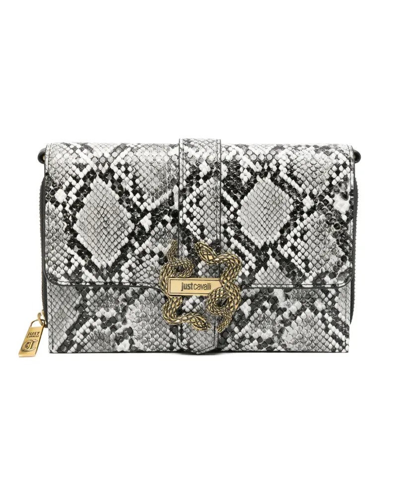 Just Cavalli snake-detail clutch bag - Grau Grau