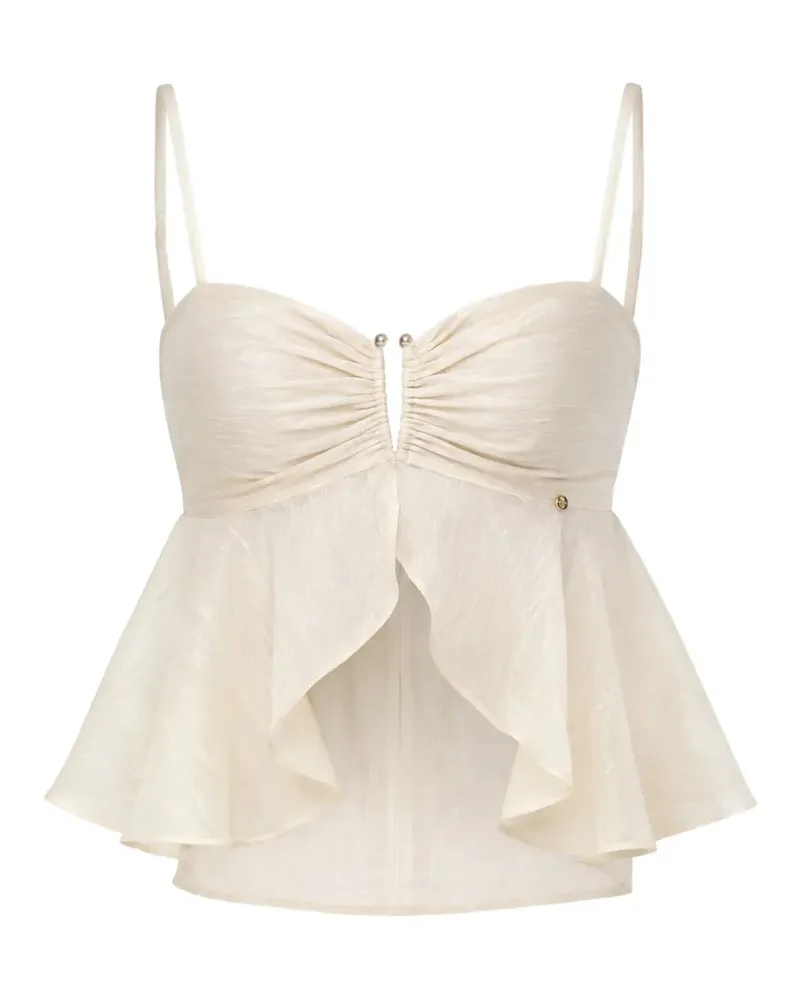 NISSA ruffled lyocell crop top - Nude Nude