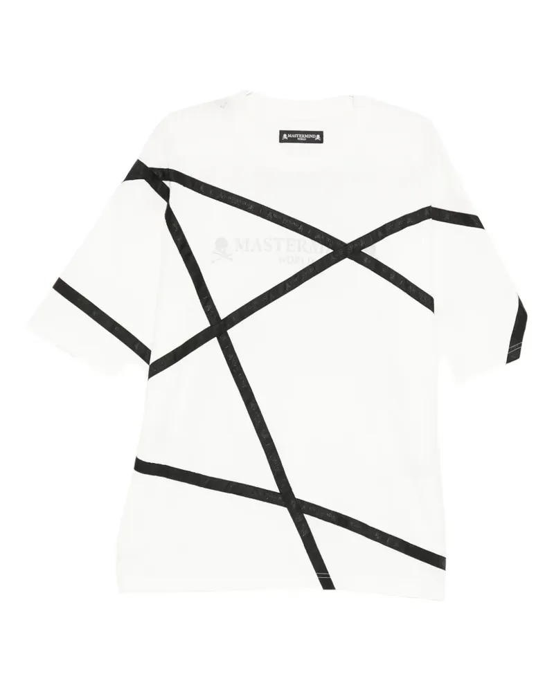 Mastermind World skull-print tape-detail T-shirt - Weiß Weiß