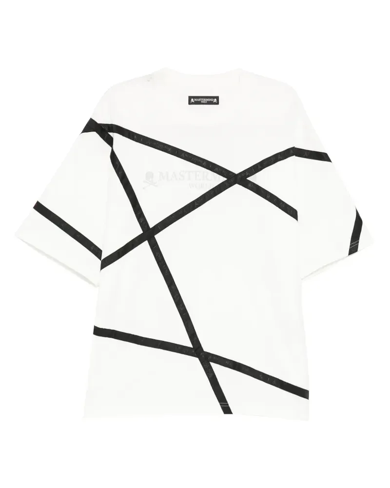Mastermind World skull-print tape-detail T-shirt - Weiß Weiß