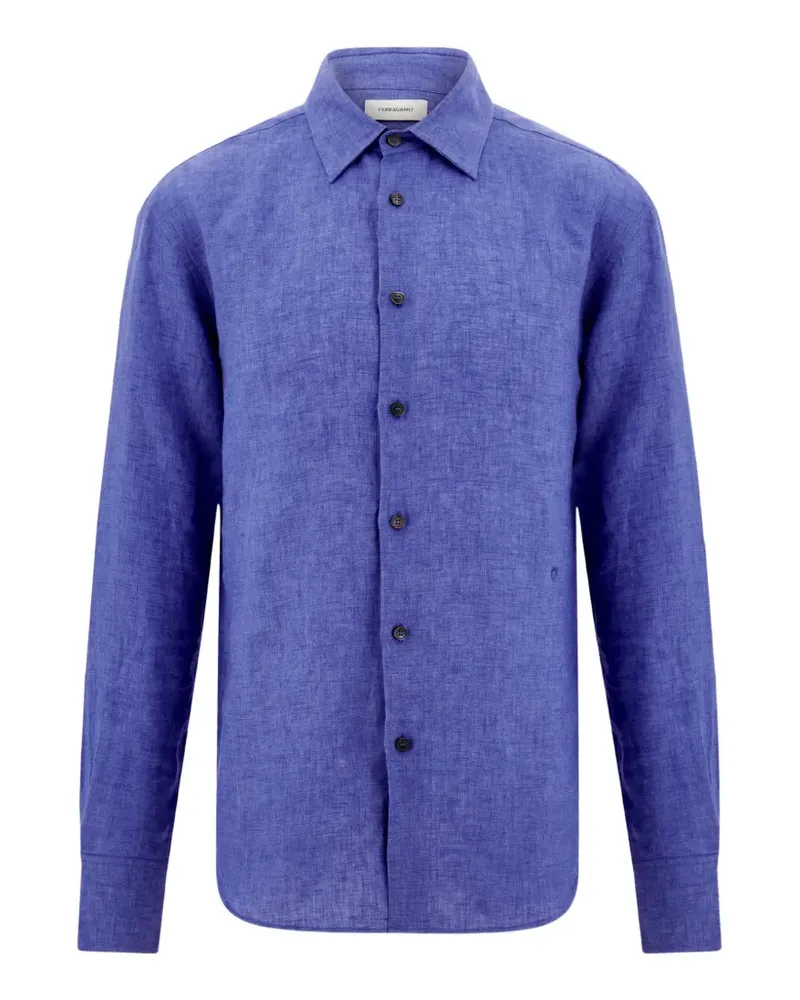Ferragamo Hemd aus Leinen - Blau Blau