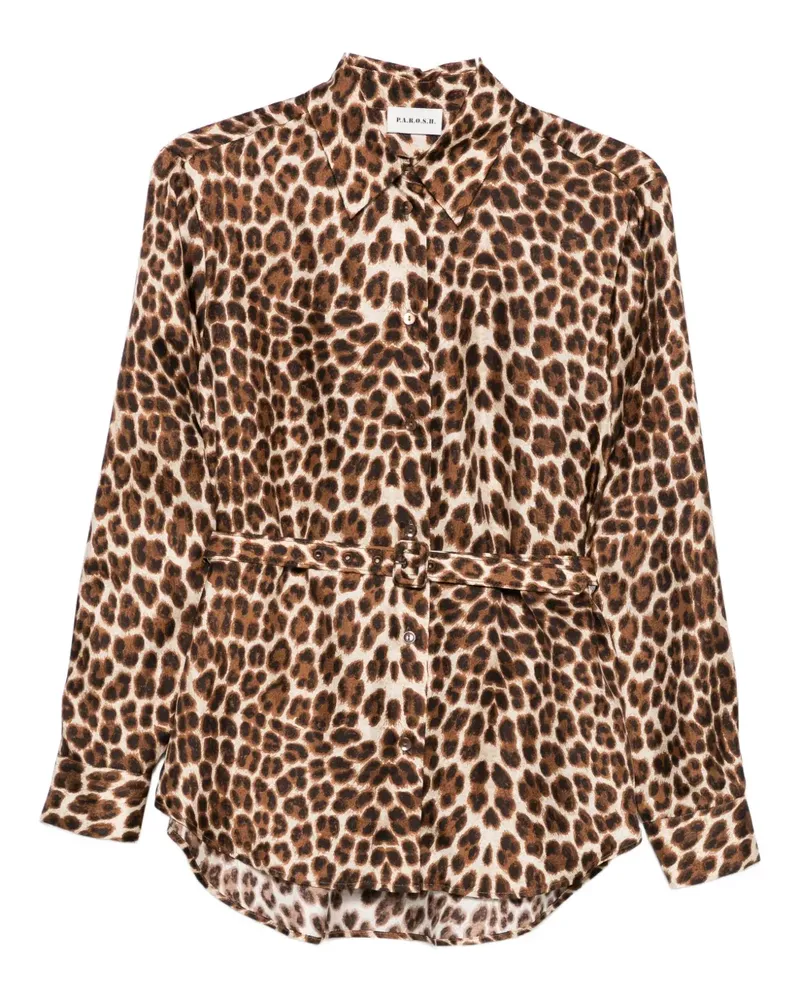 P.A.R.O.S.H. P.A.R.O H. Hemd mit Leoparden-Print - Braun Braun
