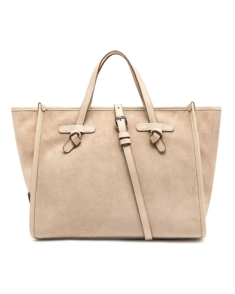 Gianni Chiarini Miss Marcella 32 contrast trim suede tote bag - Nude Nude