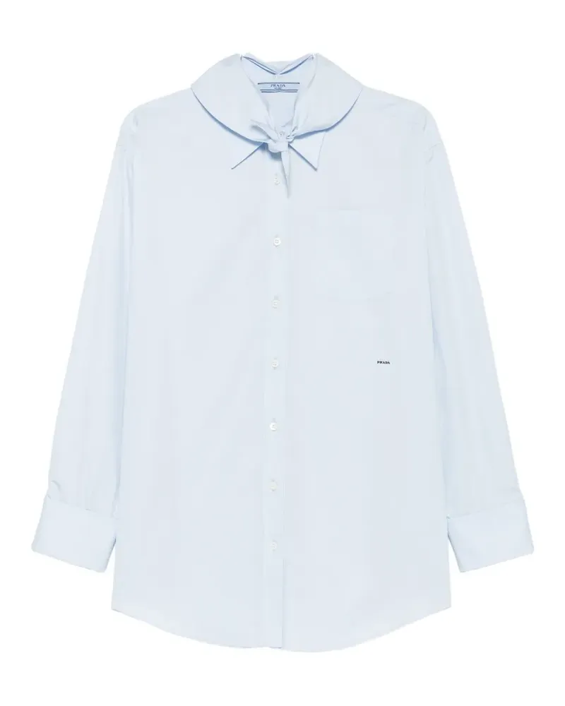 Prada twist-detail logo-patch shirt - Blau Blau