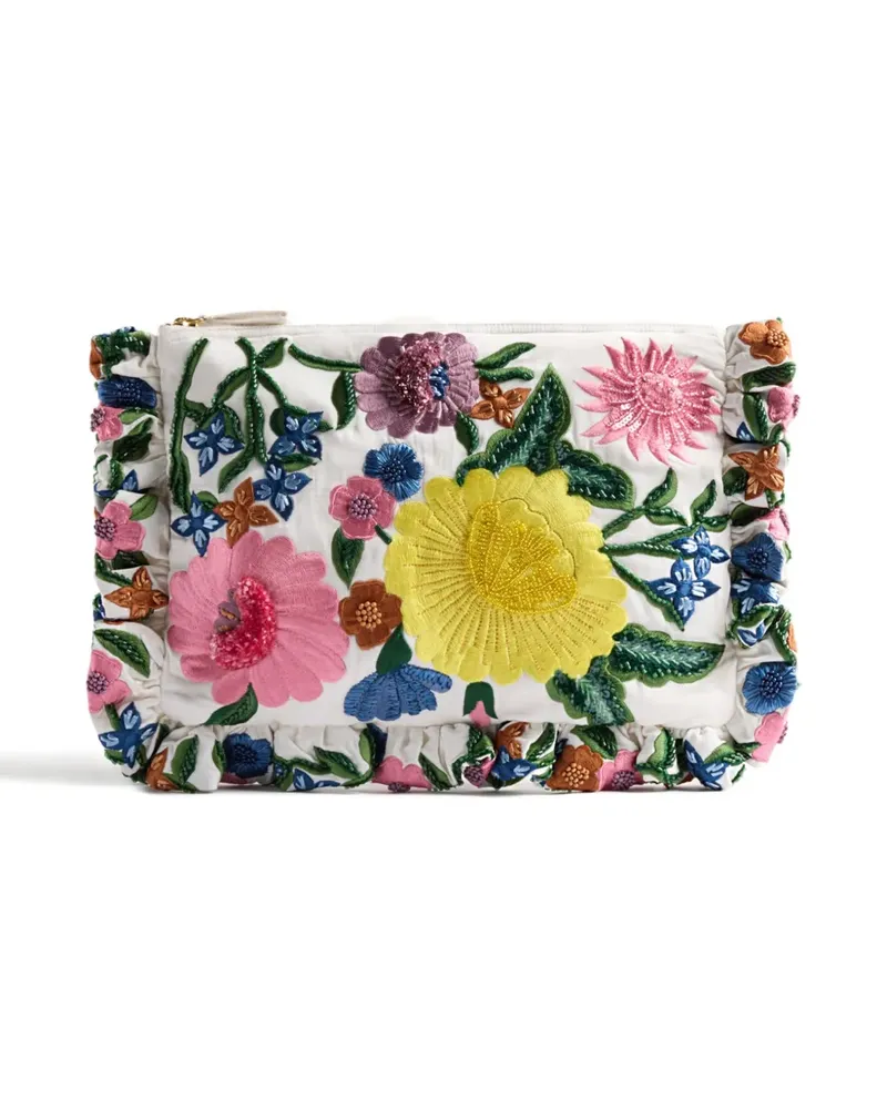 La DoubleJ Kleine Clutch mit Blumenstickerei - Weiß Weiß