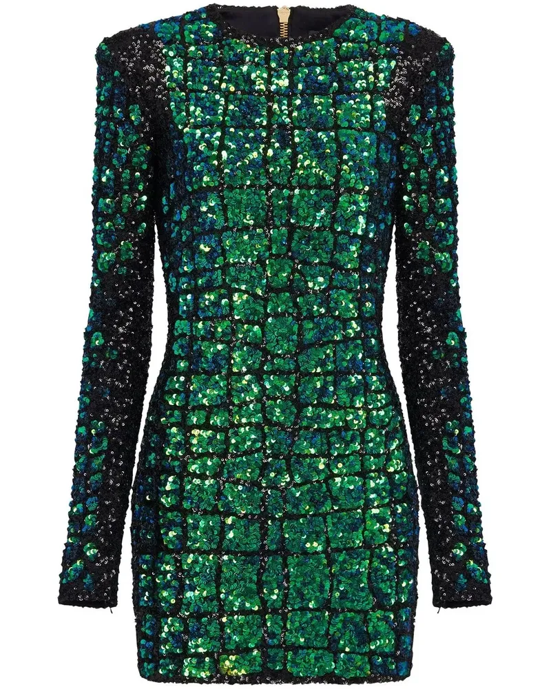 Balmain Minikleid mit Pailletten - Grün Grün