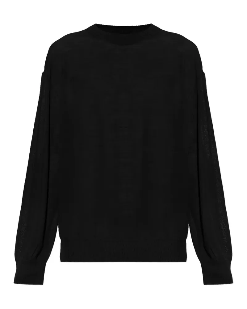 Issey Miyake Gerippter Strickpullover - Schwarz Schwarz