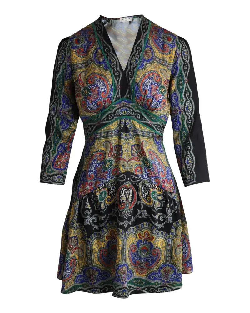 Sandro V-neck printed mini dress - Schwarz Schwarz