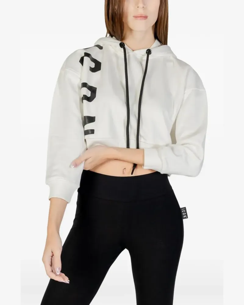 Icon Brand Cropped-Hoodie mit Logo-Print - Nude Nude
