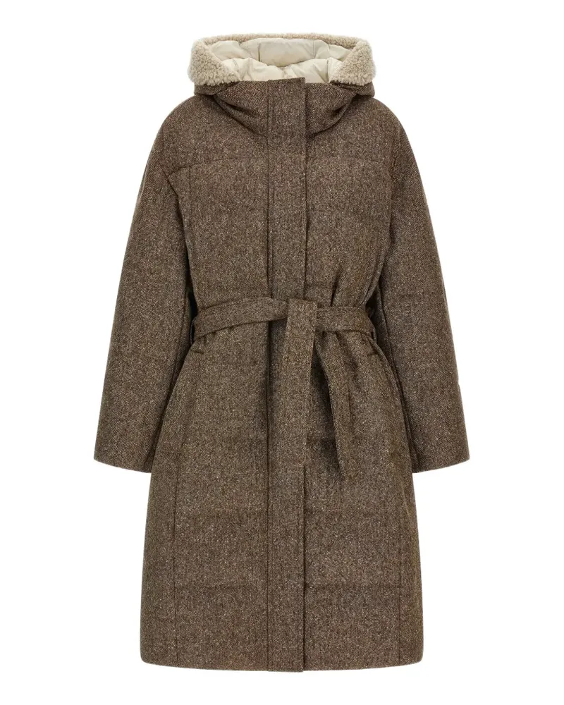 Brunello Cucinelli belted mélange-texture coat - Braun Braun
